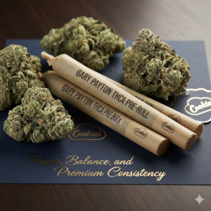 Close-up of Cookies Gary Payton pre-rolls and buds