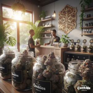 THCA flower displayed in a Jamaican herb house.