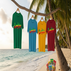 Cookies Jamaica limited-edition tees displayed in island lifestyle setting use official logo given in Cookies Jamaica
