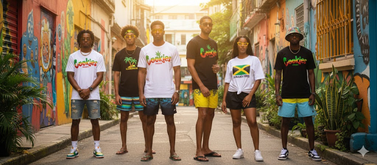 Cookies Jamaica summer t-shirts styled for island streetwear