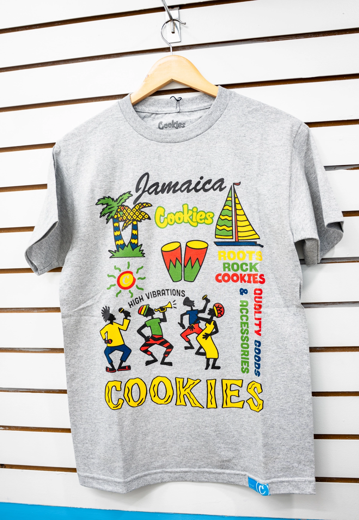 Cookies Jamaica Grey T-Shirt Roots Rock