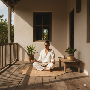 Minimalist Jamaican lifestyle scene with natural textures