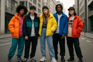 Relaxed Caribbean streetwear worn in urban setting